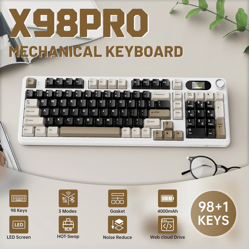 ATTACK SHARK X98PRO Wireless Gaming Keyboard (Cheese White) - Image 2
