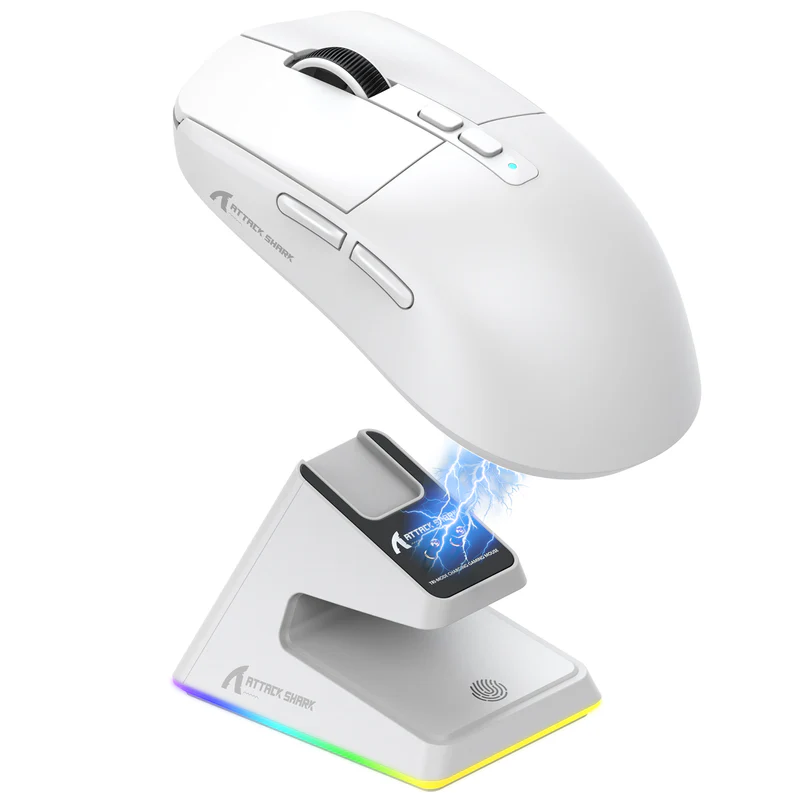 Attack Shark x6 white 1 ATTACK SHARK X6 Three Modes Gaming Mouse With Charging Dock White