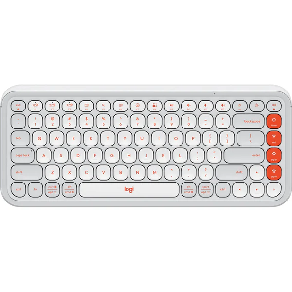 Logitech POP Keys Wireless Mechanical Keyboard in Off White with emoji keys and retro design