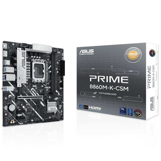 ASUS B860 Micro-ATX motherboard with PCIe 5.0 and Aura Sync