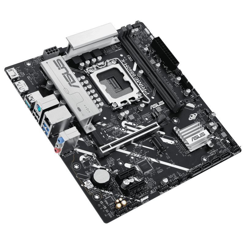 ASUS B860 Micro-ATX motherboard with PCIe 5.0 and Aura Sync