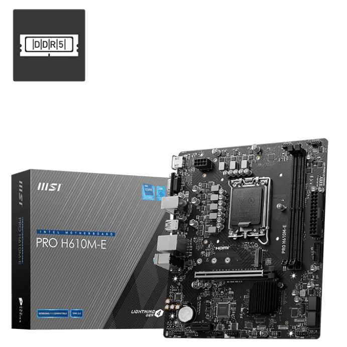 MSI Pro H610M-E DDR5 Intel 12/13th Gen microATX Motherboard